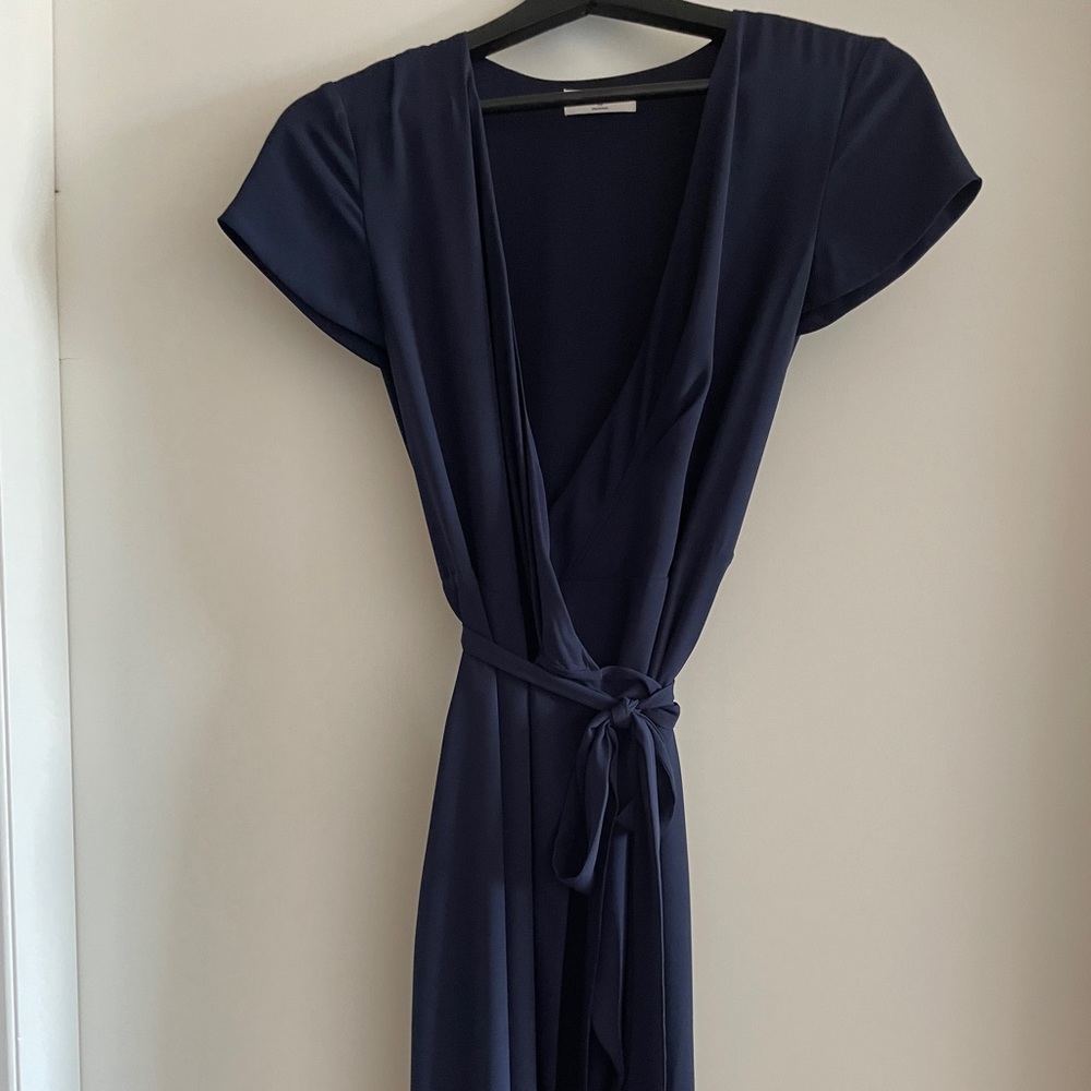 Babaton Navy Slit Wrap Dress